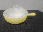 Vtg Glasbake Yellow Soup Bowl With Handle Shark Fin Lid 1970'S. Fixed Price $14.00.