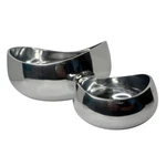Crate & Barrel Isla Bowl Set Of 2 Silver Metal Asymmetrical Mcm Heavy Serve. Fixed Price $49.99.