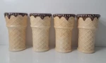Vintage Waffle Cone Ice Cream Cups 4 Ceramic Handpainted 2005 Oneida Kitchen. Fixed Price $12.68.
