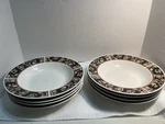 Sango Savoy 8802 Royal Majestic Black/tan Rim Soup Bowls 3308. Fixed Price $40.00.