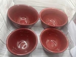 4 Corsica Red Bowls Two 6 Cereal & 5/8 Inch Hand Painted. Fixed Price $35.00.