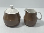 Vtg Mcm Japan Ceramic Guild Esperanto H899 Brown Sugar Bowl & Creamer Pitcher. Fixed Price $24.60.