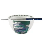 Wave Ramen Bowl 20OZ Japanese Style Ceramic Udon Miso Noodle Soup Set. Fixed Price $31.03.