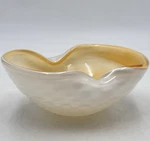 Vtg Murano Art Glass Bowl Yellow White Cased Quilted Diamond Mid Century Italy. Fixed Price $29.59.