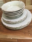 12PC Cal Fresco Hobby Lobby Rustic Farmhouse Crackled Melamine Dinner Salad Bowl. Fixed Price $72.88.
