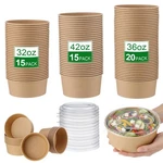 50 Pack Kraft Bowls With Lid 32/34/ 42 Oz Disposable Soup Salad Party S.... Fixed Price $42.97.