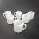 1970S Vintage Grog Comic Milk Glass Fire King Coffee Mugs Set 6, Bc. Fixed Price $25.00.