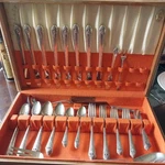 Holmes & Edwards Inlaid Silverplate Flatware 61 Pieces Silverware Set Box. Fixed Price $100.00.