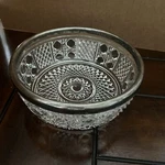 Fb Rogers Italian Lead Crystal Glass Salad Fruit Bowl Silver Plated Rim Vtg. Fixed Price $28.85.