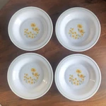 Vintage Arcopal Summer Meadow Poppies Set Of 4 Soup Bowls 8.5" France 70'S. Fixed Price $24.99.