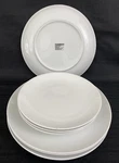 Pc Crate & Barrel CBL188 Porcelain White 4 Dinner, Salad Plates Dinnerware Set. Fixed Price $68.00.