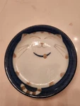 Happy Cat Sauce Bowl Blue Japan Warai Neko 4 1/2" Round Porcelain Lip. Fixed Price $13.25.