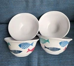 Cynthia Rowley Blue Red Green Fish Melamine 6 In. Bowls Set Of 4 Great Cond. Fixed Price $19.95.