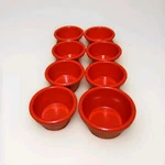 Gessner Set Of 8 Ramekin/ Condiment Bowls Red 7-2.0 OZ./1-2.5 Vtg Usa. Fixed Price $40.00.