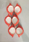 Unmarked Red Ceramic Dipping Bowls Set Of 6 Speckled Leaf Shape Tableware Modern. Fixed Price $30.00.