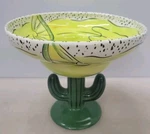 Clay Art Margarita Cactus Shape 9 Serving Bowl Hand Painted Footed Dish Ceramic. Fixed Price $22.69.