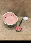 Target Bullseye Novelty Ceramic Bowl And Spoon Watermelon Set Fruit New. Fixed Price $35.00.