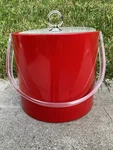 Retro Shelton Ware Red Ice Bucket Acrylic Lucite Handle Vinyl U.s.a.. Fixed Price $22.00.