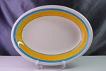 Italy Primula Platter PRL3 Thick Yellow Two Sky Blue Bands 12 3/4. Fixed Price $15.00.