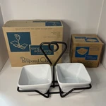 Pampered Chef Simple Additions Small Caddy With 2 White Square Bowls. Fixed Price $20.00.
