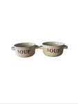 Mulberry Home Collection Cream Double Handles Speckled Crock Soup Bowls Set Of 2. Fixed Price $27.00.
