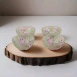 Vtg Kig Indonesia Hydrangea Frosted Glass Bowls Set Of 4 Pink Purple Flowers. Fixed Price $29.99.
