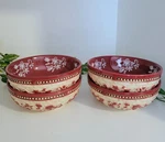 Temptations By Tara Set Of 4 Red Floral Lace Soup/cereal Bowls 16OZ. Fixed Price $36.99.