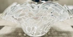 Artglass Hand Blown Abstract Decorative Bowl, Clear White Pebble Pattern. Fixed Price $50.00.
