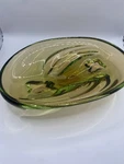 Vintage Green/amber Swirl Art Glass Bowl Mcm 10.5 X 7.5IN. Fixed Price $38.00.
