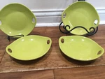 Crate & Barrel Kai Citrus Asian Noodle Bowl Green Ceramic Appetizer Set 4. Fixed Price $45.91.