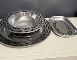 4 Wilton Armetale Pewter Polished Silver Finish Bread Tray, Veg Serving Bowl..us. Fixed Price $150.00.