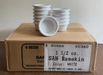 New Dz White 1.5 Oz Melamine Ramekins 72 Condiment Cups Dip Bowls Gessner 0360. Fixed Price $89.99.