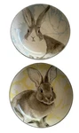 Williams Sonoma Damask Bunny Dessert Dip Small Bowl Floral Rabbit 5.5" Lot Of 2. Fixed Price $38.00.
