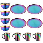 Plate And Stainless Steel Dishs Mugs Kitchen Dinnerware Serv. Fixed Price $103.14.