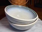 Noritake Stoneware 6.5" Soup Cereal Bowl, Sorcerer, Blue Rim, Brown Trim. Fixed Price $22.00.