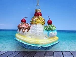 New Christmas Dessert Banana Split Ice Cream Sweet Blown Glass Ornament. Fixed Price $14.00.