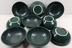 9 Iroquois Casual Dark Green Cereal Bowls Set Vintage Russel Wright Dish Mcm Lot. Fixed Price $176.87.