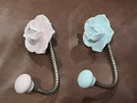 Euc, Anthropologie Floral Ceramic Wall Hooks X 2 Light Dusty Pink & Baby Blue. Fixed Price $29.99.