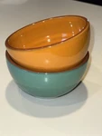 SET/2 Bobby Flay Plancha Soup/cereal Bowls 5.5" Turquoise & Orange Euc. Fixed Price $22.99.