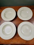 Mikasa Stone Manor Mystic Green Rimmed Soup Bowls 9.5" Bundle Of 4 Euc. Fixed Price $19.99.