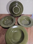 Set Of 4 Tag Ltd Sonoma Green Swirl 9.75 Large Soup/pasta Bowls. Fixed Price $43.03.