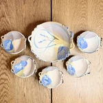 Vintage Signed Studio Pottery Lavender Salad Pasta Bowl Set Of 6 Artisan. Fixed Price $69.95.