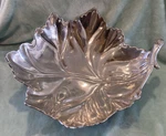 Large Cast Leaf Shape Silver Bowl 17" 13" Made In Mexico Tam Designs. Fixed Price $23.91.