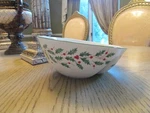 Lenox Divided Angled Serving Bowl American By Design 8.75" Holly & Berry. Fixed Price $19.95.