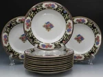 Muirfield Windsor Court Set 12 Rimmed Soup Bowls 9314 Sri Lanka Black Band Fruit. Fixed Price $165.00.