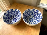 Set Of 2 Signature Housewares Blue & White Ceramic Noodle Bowls 6-1/4. Fixed Price $17.00.
