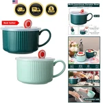 2 Pcs Soup Bowls With Lids Handles 30 Oz Microwave Safe Ceramic Mug .... Fixed Price $43.99.