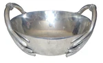 Arthur Court 10.1/2 Inch Round Bowl With Antler Horn Handles. Fixed Price $47.50.