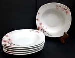 Set Of 6 Veweet Porcelain Annie Soup/salad Bowls Pink Floral Square. Fixed Price $25.95.