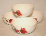Mikasa Keira Red Poppy 6" Soup/ Cereal Serving Bowls Set Of Four New. Fixed Price $54.90.